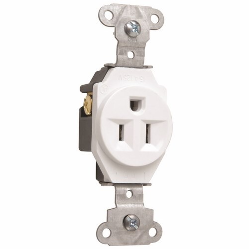 5251W Single Receptacle,15 Amp, 125V, White