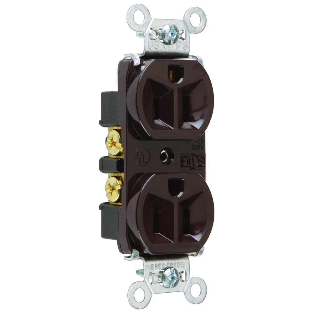 5262 Hard Use Spec Grade Duplex Receptacle Back and Side Wire 15 Amp 125V