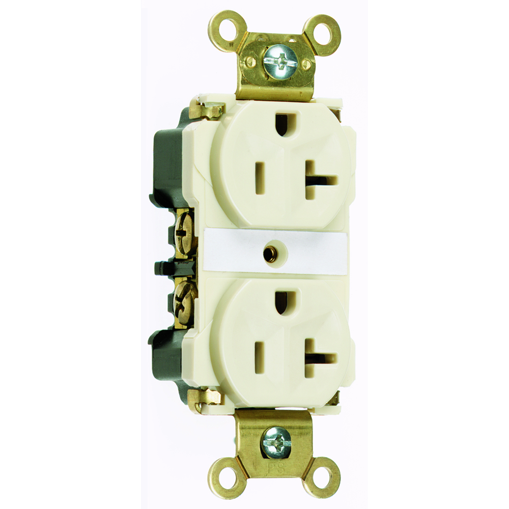 5362ALA 20 Amp 125V Industrial Extra Duplex Receptacle, Back and Side Wire, Light Almond