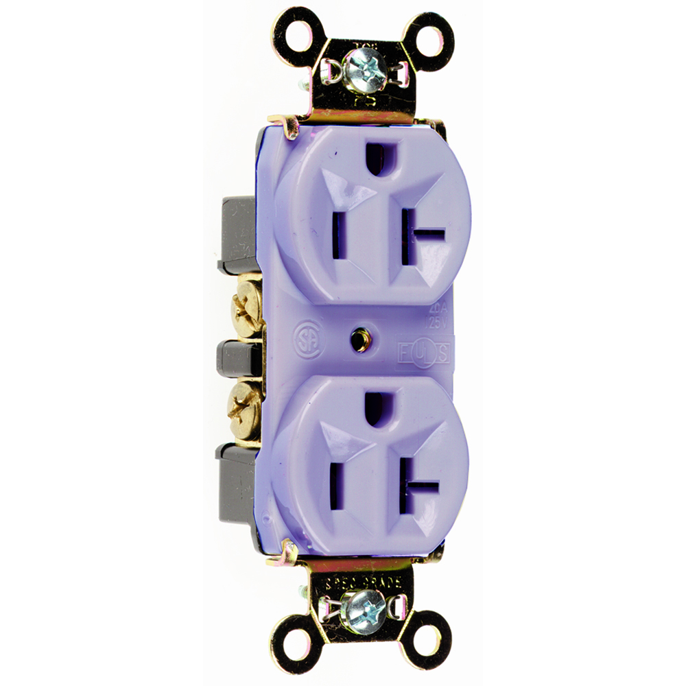 5362GRY 20 Amp 125V Hard Use Spec-Grade Duplex Receptacle, Back and Side Wire, Gray