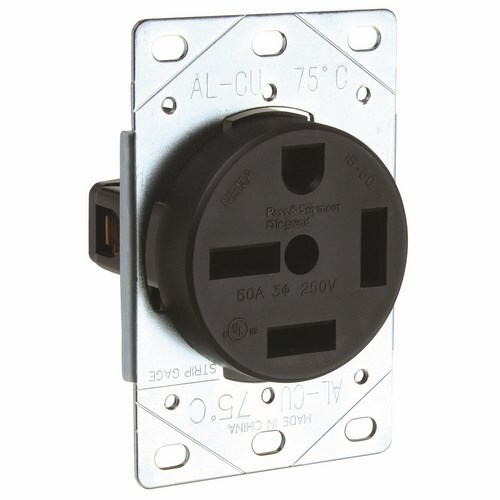 5750 Straight Blade Receptacle, 3 Pole, 50 Ampo, 250V