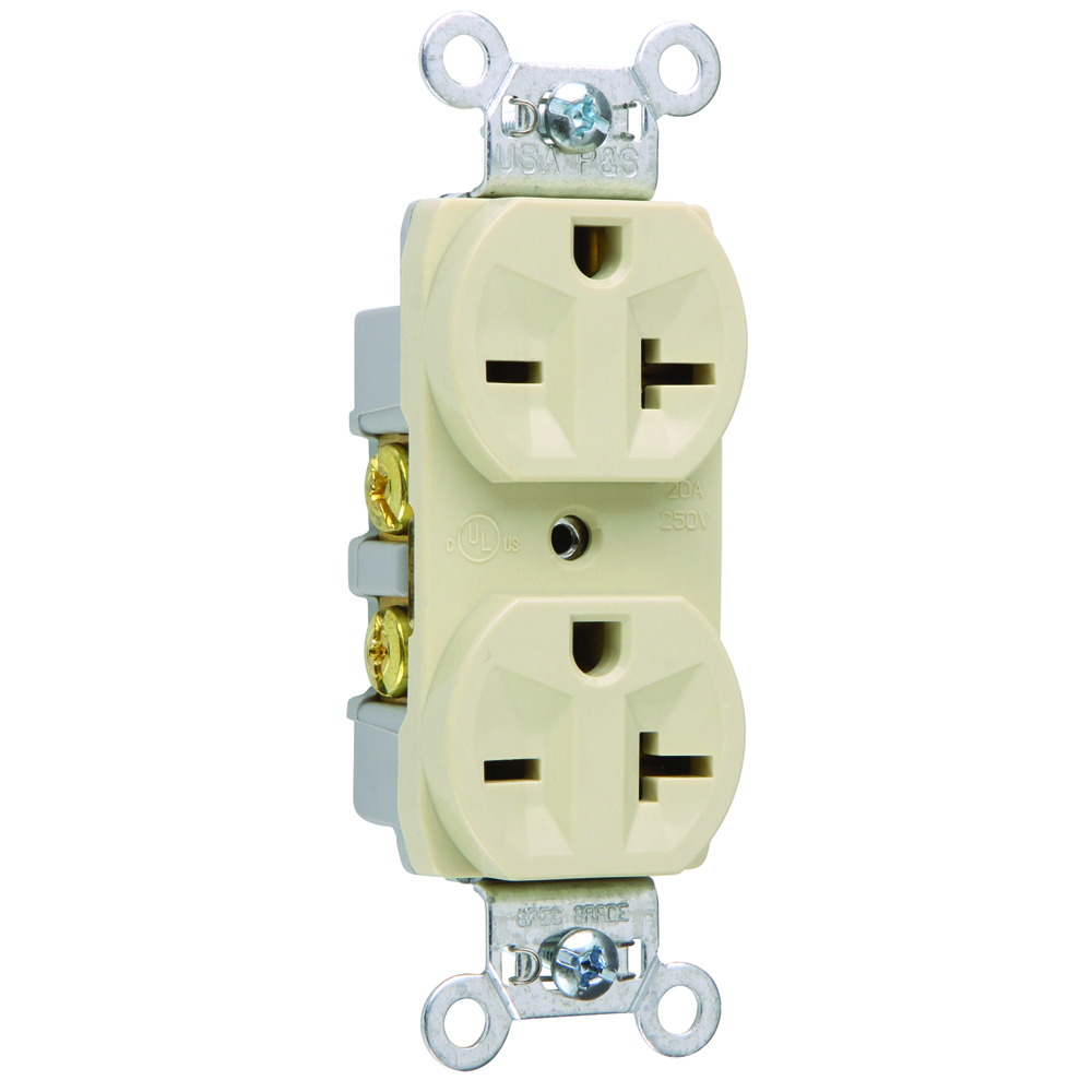 5850I Single Receptacle, 20 Amp, 250V, Ivory