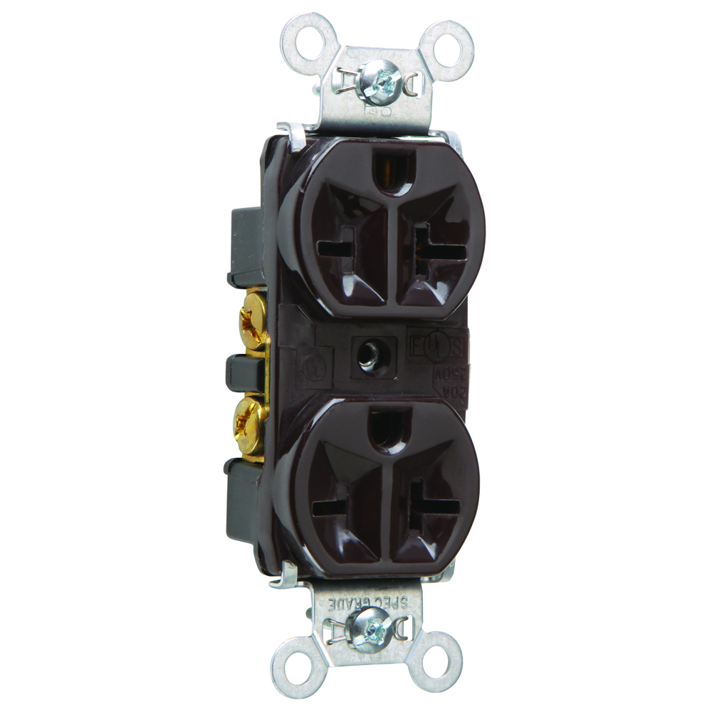 5862 Heavy-Duty Spec Grade Duplex Receptacle Back and Side Wire 20 Amp 250V