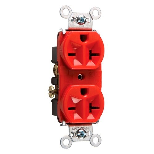 5862RED 20 Amp 250V  Duplex Receptacle, Back and Side Wire, Red