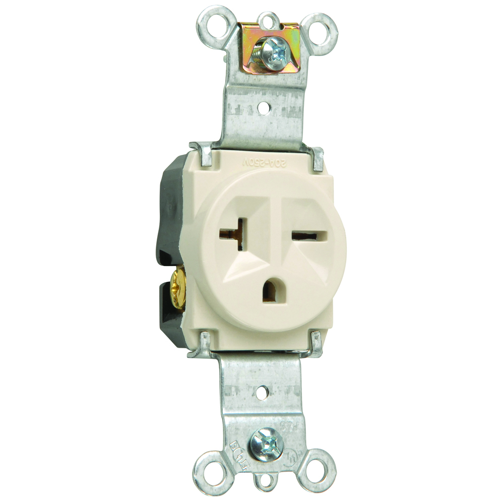 5871LA 20 Amp 250V  Single Receptacle, Back and Side Wire, Light Almond