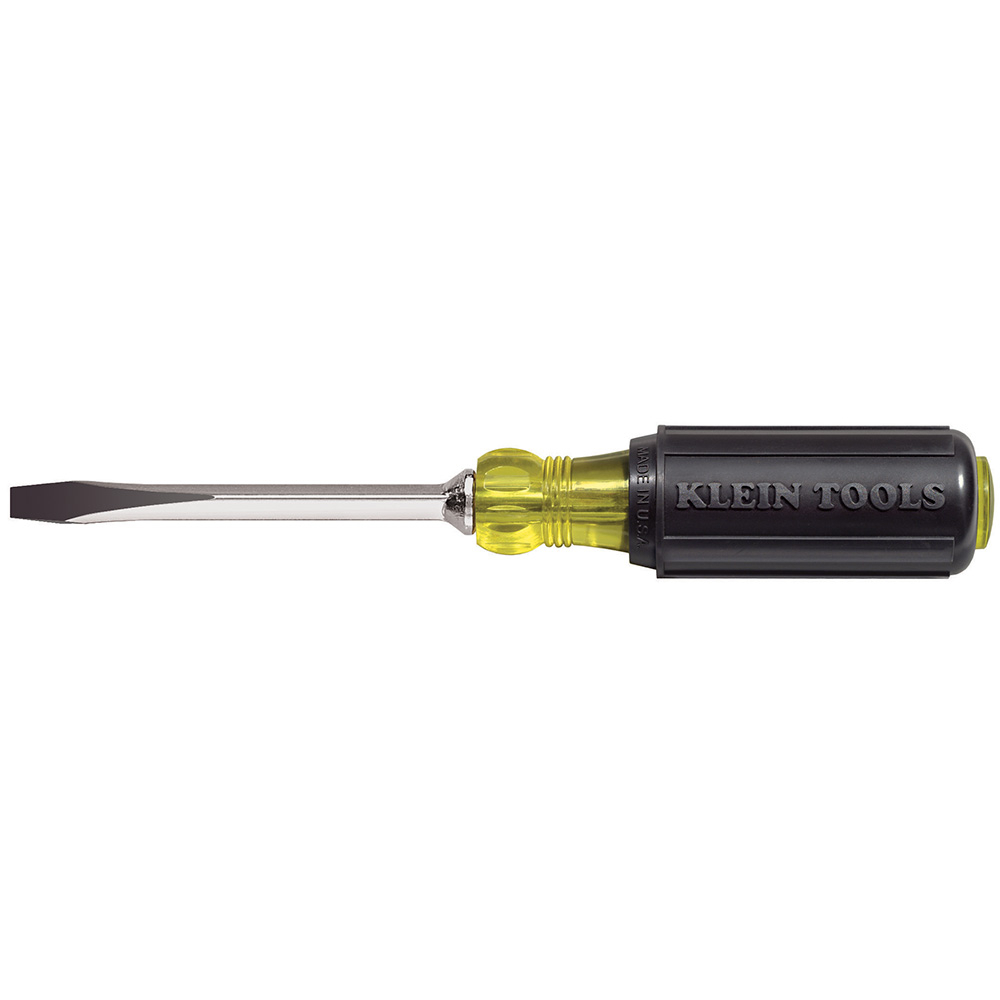 600-4 Cushion-Grip Heavy Duty Screwdriver, 1/4 in Slotted Point, Steel Shank, 8-11/32 in OAL, Acetate Handle, Polished Chrome, ANSI/ASME Specified