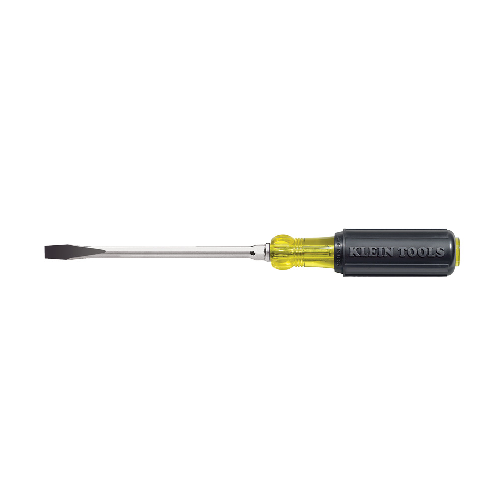 602-4 Cushion-Grip Heavy Duty Screwdriver, 1/4 in Slotted Point, Steel Shank, 8-11/32 in OAL, Acetate Handle, Polished Chrome, ASME B107.52, ANSI Specified