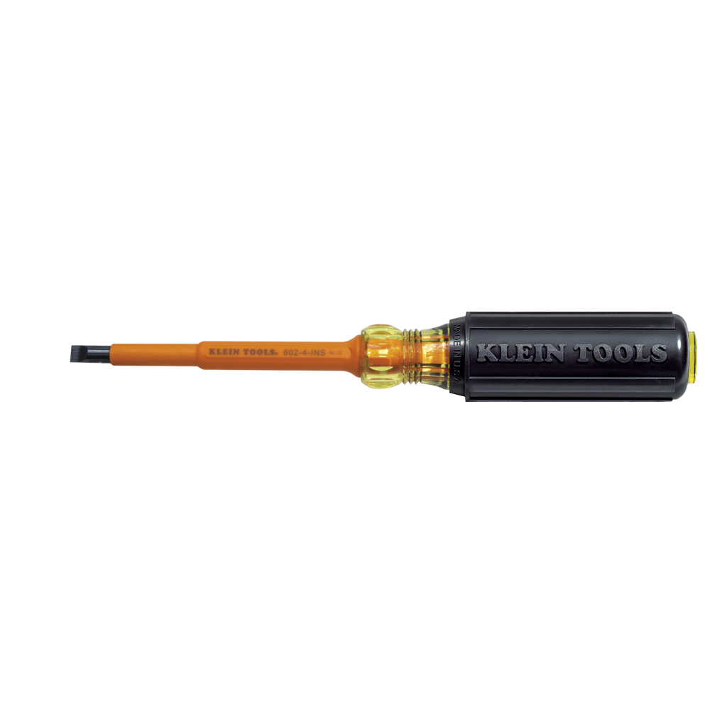 602-4-INS Screwdriver, 1/4 in Cabinet Point, Steel Shank, 8.313 in OAL, Plastic Handle, Black Oxide, ASTM F1505