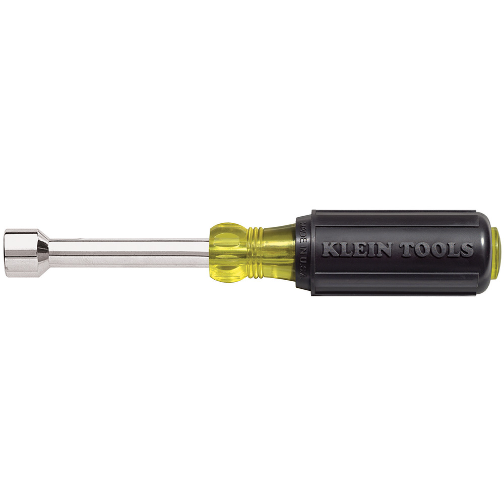 630-5/16 Cushion-Grip Nutdriver, 5/16 in, Hollow/Round Shank, Black/Yellow Cushion Grip Handle, ANSI/ASME Specified, Polished Chrome
