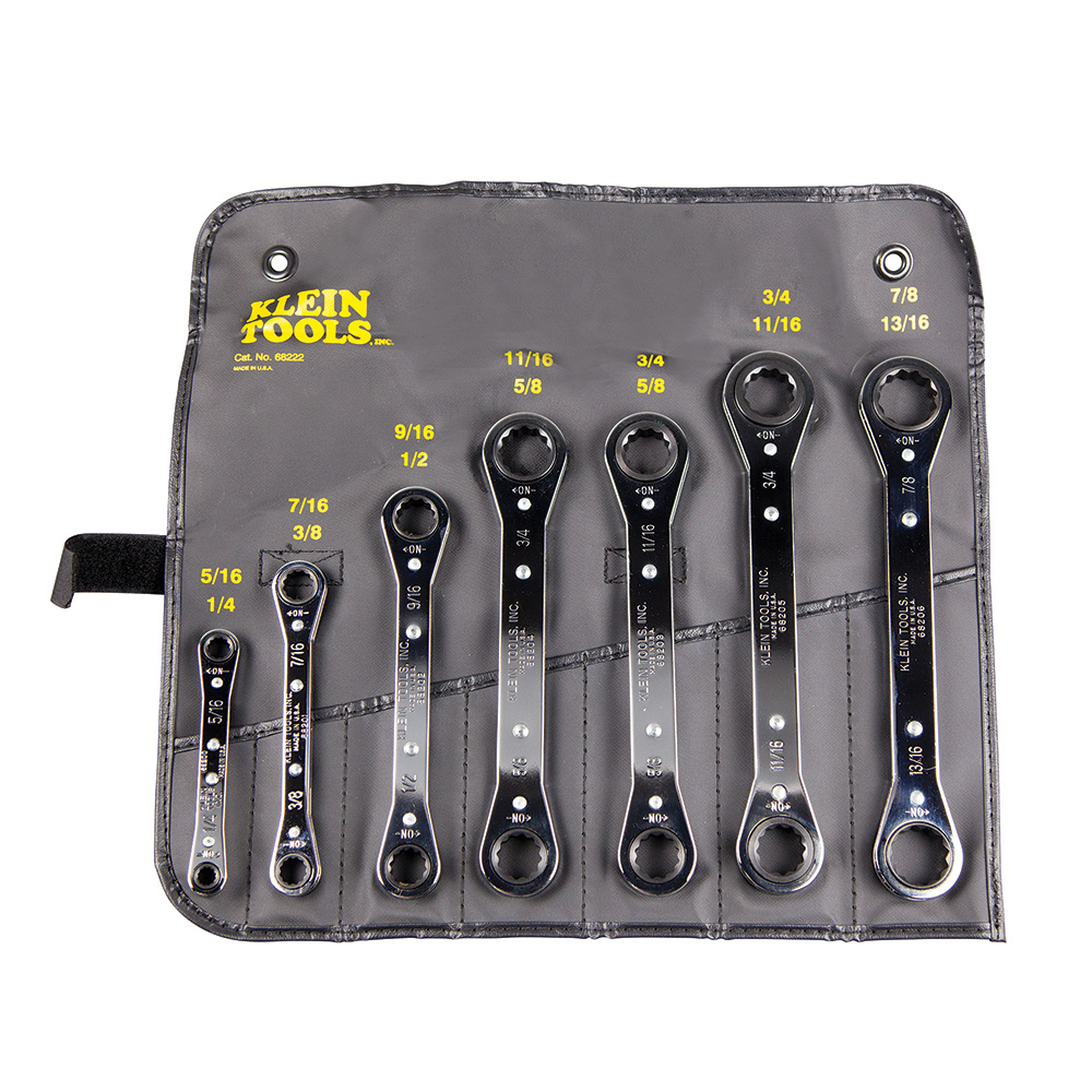 68222 Ratcheting Box End Wrench Set, 7 Pieces, 1/4 x 5/16 to 13/16 x 7/8 in, Polished Chrome