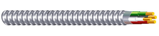 68941402 Type MC Interlocked Armored Cable, Reel Packaging, 600 V AC, (4) 10 AWG Solid Copper Conductor, 1000 ft L