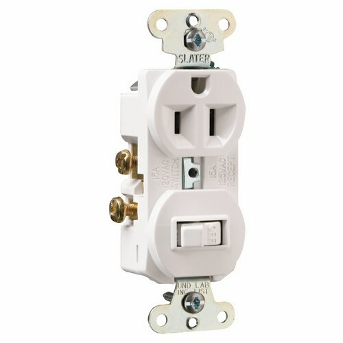 691W 15 Amp 120V/125V Combination Single-Pole Toggle Switch and Single Receptacle, White