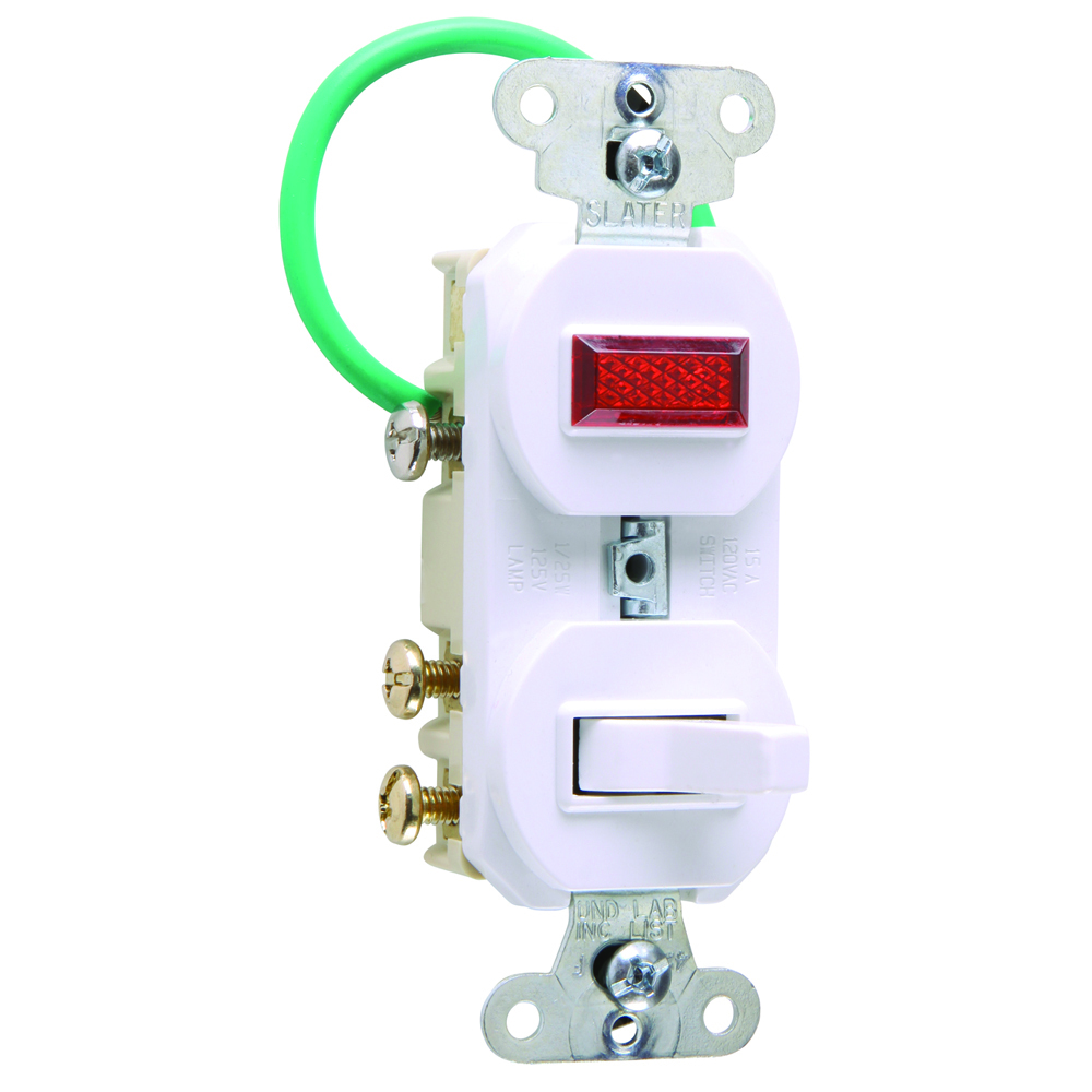 695WG Grounding Three-Way Combination Switch and Pilot Light, White