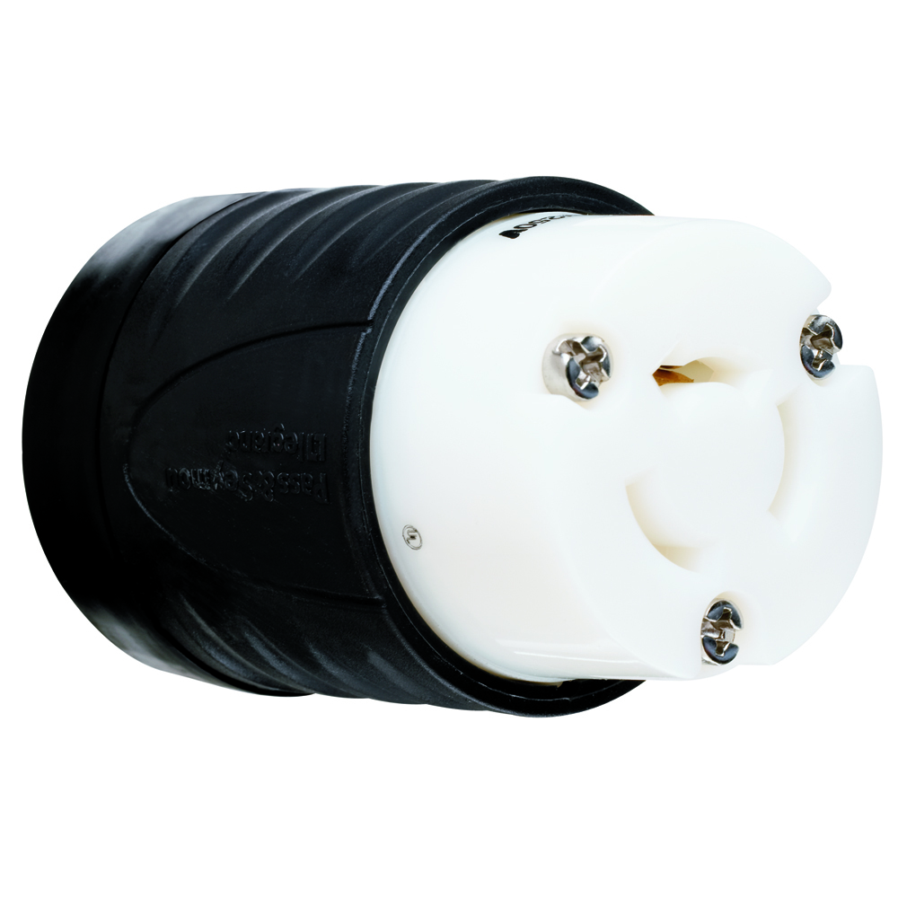 7313SS Turnlok Industrial Spec Grade 20 Amp Non-NEMA 3-Wire Connector, Black Back, White Front Body