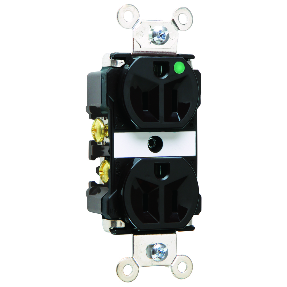 8200BK 15 Amp 125V Extra Heavy Duty Hospital-Grade Duplex Receptacle, Back and Side Wire, Black