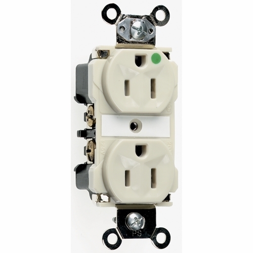 8200LA 15 Amp 125V Extra Heavy Duty Hospital-Grade Duplex Receptacle, Back and Side Wire, Light Almond