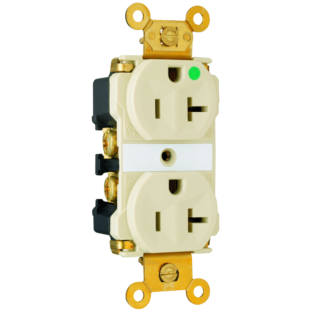 8300IMRI Extra Heavy Duty MRI Receptacle, Back and Side Wire, 20 Amp, 125V, Ivory