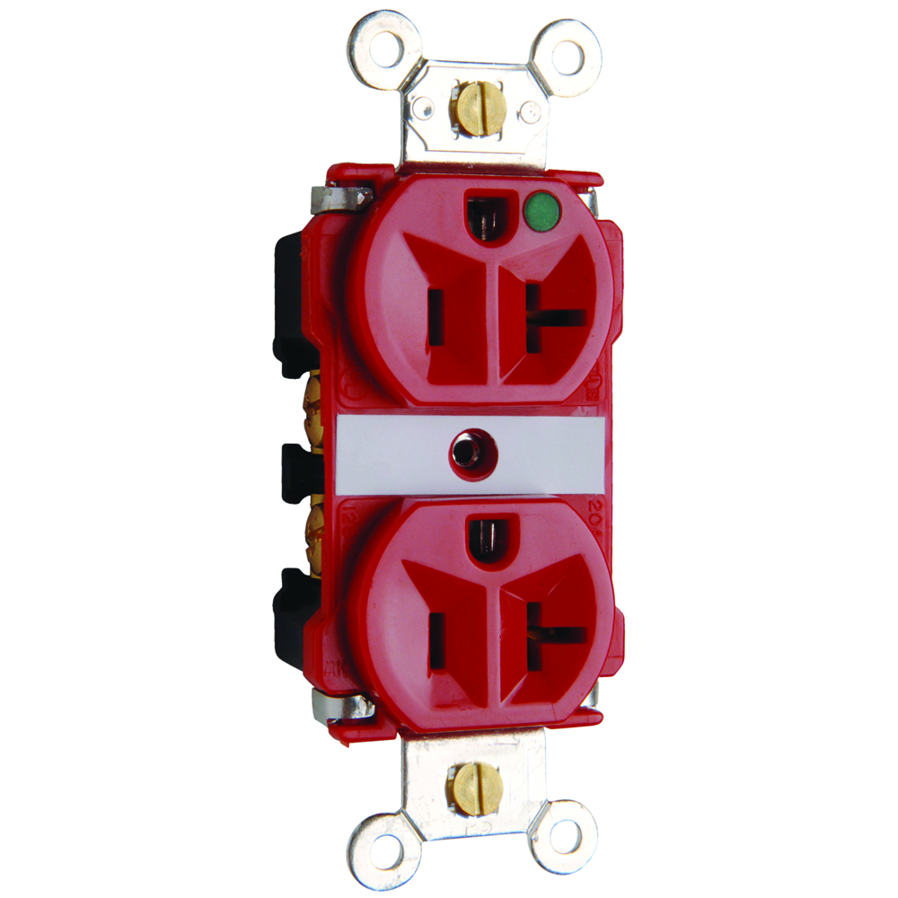 8300REDMRI Extra Heavy Duty MRI Receptacle, Back and Side Wire, 20 Amp, 125V, Red