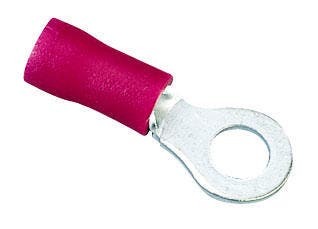 83-2131 1-Hole Vinyl Insulated Ring Terminal, 22 to 18 AWG, 8 in Stud, Tin Plated Brass