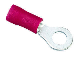 83-2151 1-Hole Vinyl Insulated Ring Terminal, 22 to 18 AWG, 1/4 in Stud, Tin Plated Brass