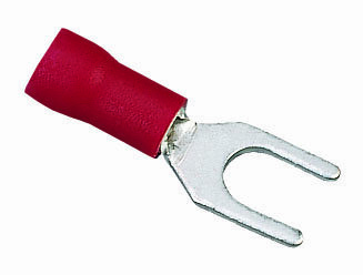 83-7111 Insulated Vinyl Spade Terminal, 22 to 18 AWG, 6 in Stud, Tin Plated Brass