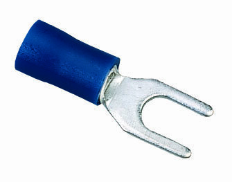 83-7161 Insulated Vinyl Spade Terminal, 16 to 14 AWG, 8 in Stud, Tin Plated Brass