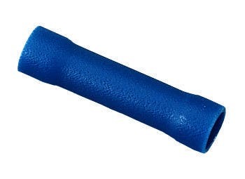 83-9291 Insulated Vinyl Butt Splice, 16 to 14 AWG Conductor, 0.986 in L, Shouldered Barrel, Brass, Blue