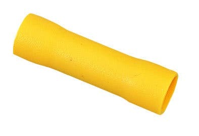 83-9301 Insulated Vinyl Butt Splice, 12 to 10 AWG Conductor, 1.043 in L, Shouldered Barrel, Brass, Yellow