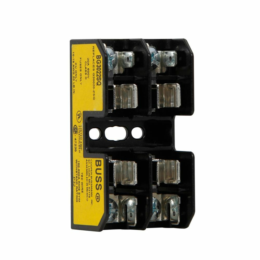 BG3023SQ BG Series Open Fuse Block, 600 V, 1 to 20 A, Class: G, 14 to 10 AWG Wire, 3 Poles