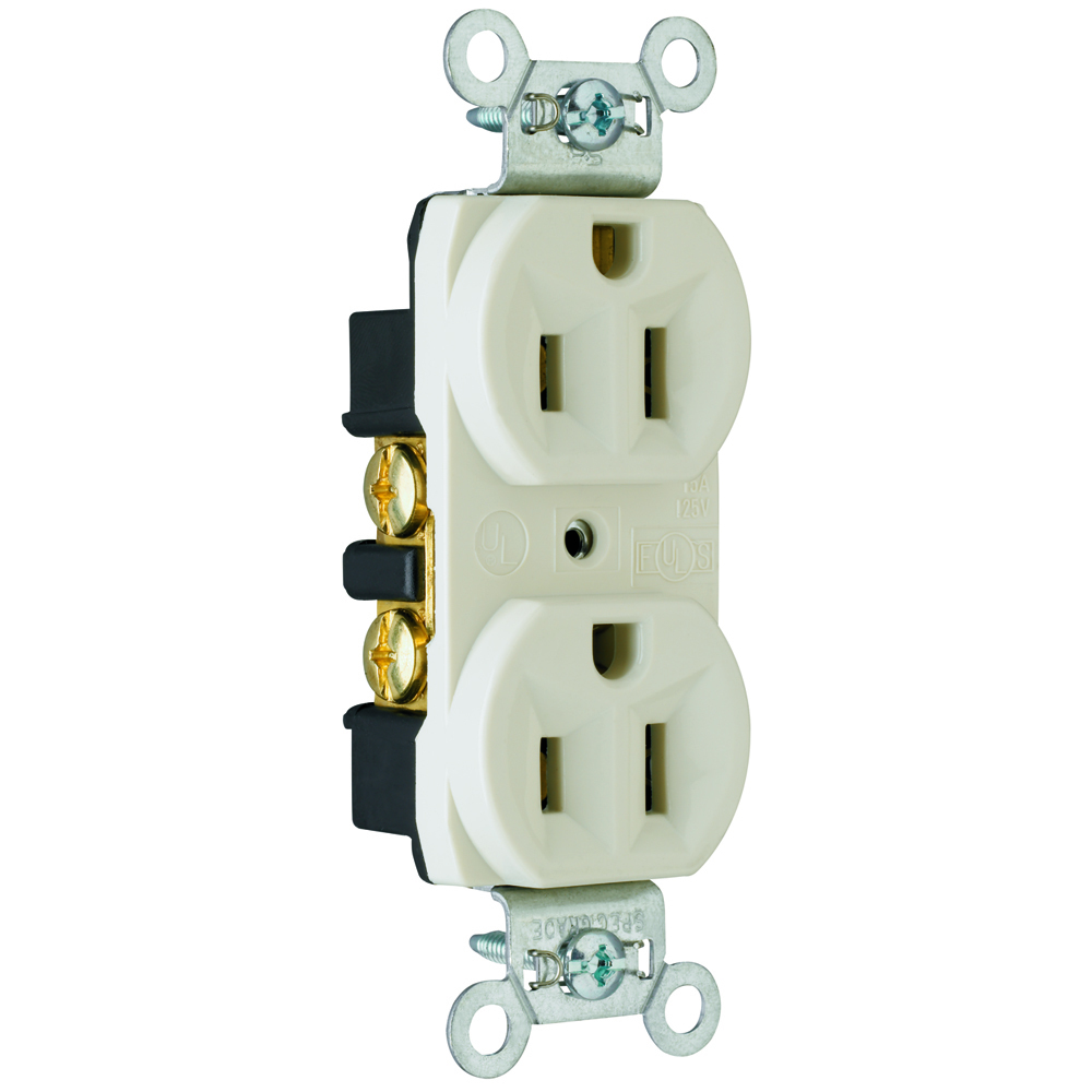 CRB5262LA 15 Amp 125V Commercial Spec-Grade Duplex Receptacle, Back and Side Wire, Light Almond