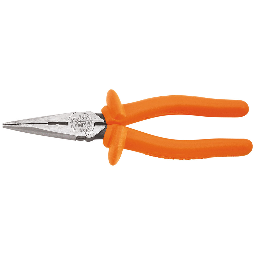 D203-8-INS Standard Long Nose Plier, Knurled Induction Hardened Steel Jaw, 2.313 in L x 1 in W Jaw, 8.91 in OAL