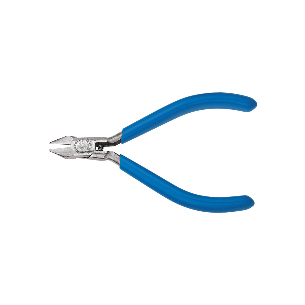 D295-4C Long Tapered Nose Electronics Hot-Riveted Midget Cutting Plier, 0.5 in L x 3/8 in W x 0.5 in THK Tool Steel Miniature Jaw, 4-1/4 in OAL, Flush Cut