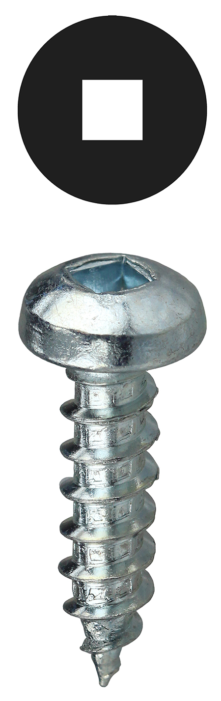 DDSMS8114 Sheet Metal Screw, #8, 1-1/4 in OAL, Pan Head, Square Drive, Steel, Zinc Plated