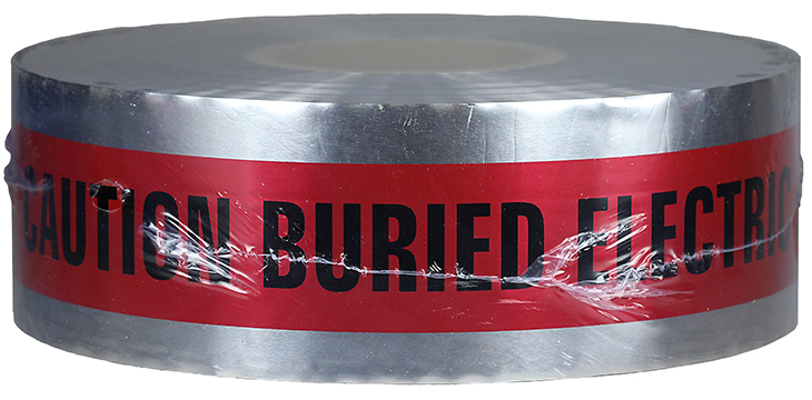 DU01 PC 5325 Detectable Tape, Red, 1000 ft L x 3 in W, CAUTION BURIED ELECTRIC LINE BELOW Legend, Polyethylene