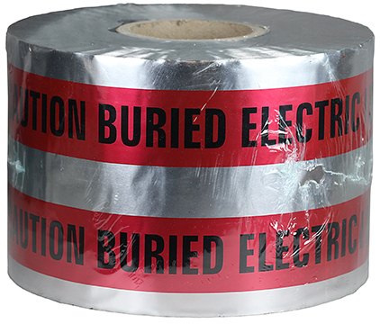 DU601 PC 5325 Detectable Tape, Red, 1000 ft L x 6 in W, CAUTION BURIED ELECTRIC LINE BELOW Legend, Polyethylene