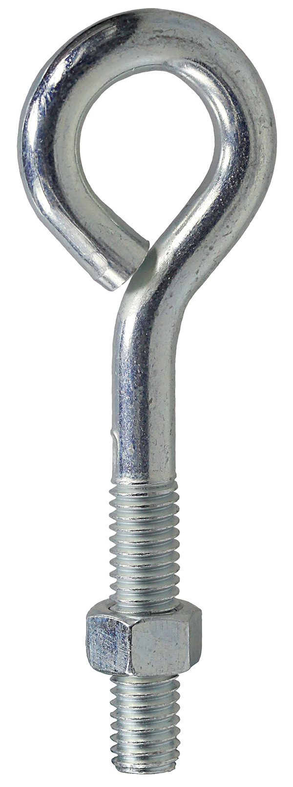 EB5 Eye Bolt With Hex Nut, 1/4 in, 2 in L Shank, Low Carbon Cold Drawn Steel, Zinc Plated