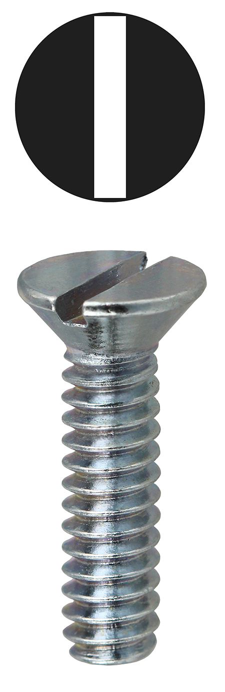 FM632212 Machine Screw, #6-32, 2-1/2 in OAL, Steel, Flat Head, Zinc Plated, Slotted Drive