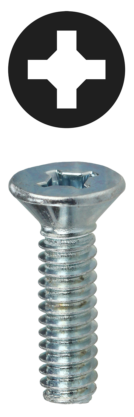 FMDD6322 Combination Machine Screw, #6-32, 2 in OAL, Steel, Flat Head, Zinc Plated, Phillips/Square Drive