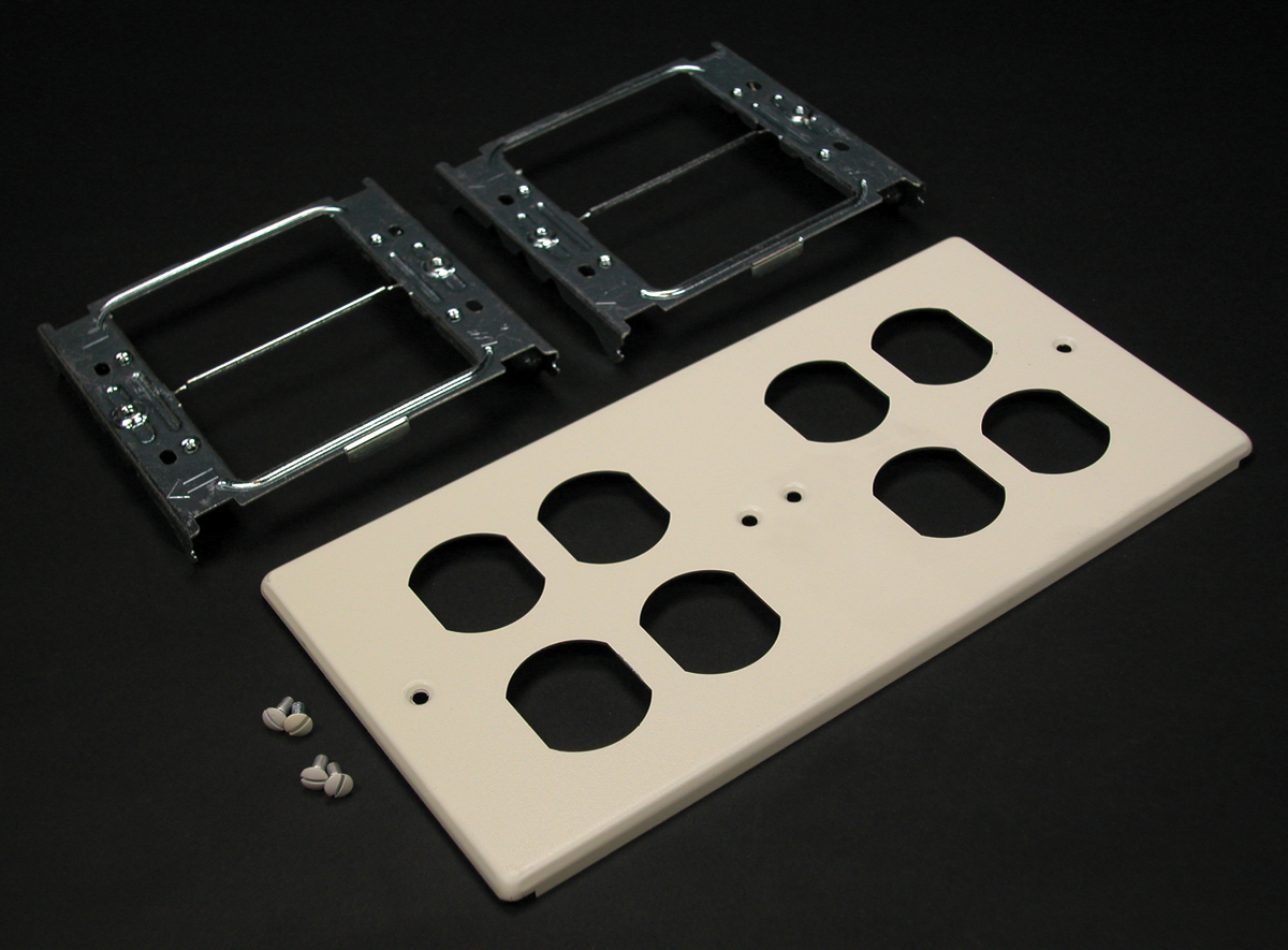 Overlapping Cover, Multi-Channel, Series: 4047, For Use With: 4000 Series Raceway, 15/20 A Duplex Receptacle, Steel, Ivory/Gray, Baked Enamel Coated/ScuffCoat™, 4-3/4 in OD x 9-1/2 in L