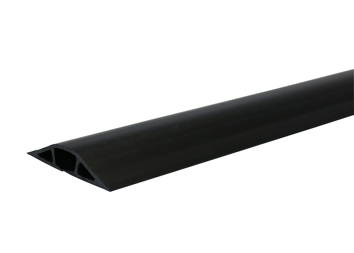 Non-Metallic, Pancake Overfloor Raceway. 1400 Series. Size: 50' Length, 3" Width, 20/32" Height. Color: Gray.