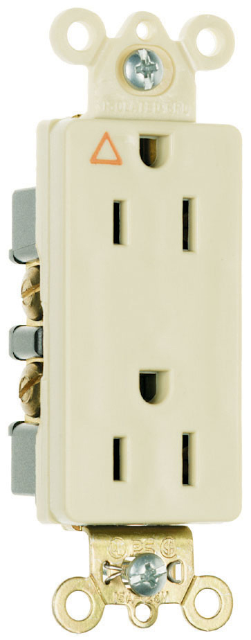 IG26362HGBK Isolated Ground Heavy Duty Decorator Receptacle, Back and Side Wire, 20 Amp, 125V, Black