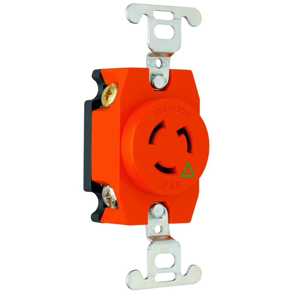 IG4710 15 Amp NEMA L515 Single Receptacle, Orange, Isolated Ground