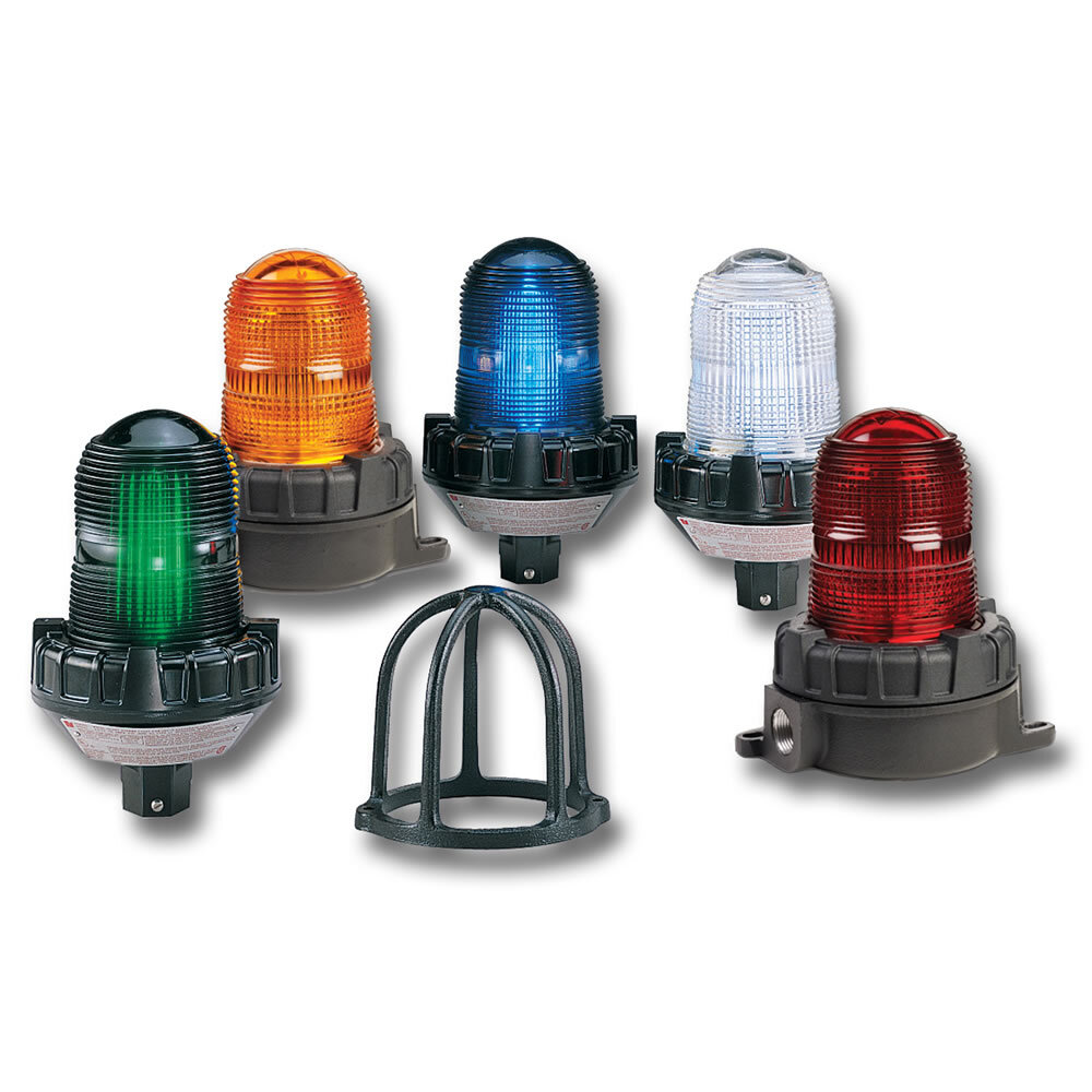 151XST-120R 151XST Flashing Warning Light, 120 V AC, Strobe Lamp, 5-1/2 in Dia, Surface Mount, Red Lens