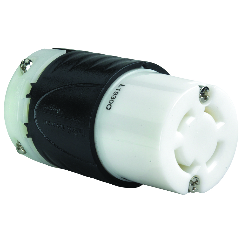 L1930C 30A NEMA L1930 Connector - Black Back, White Front Body