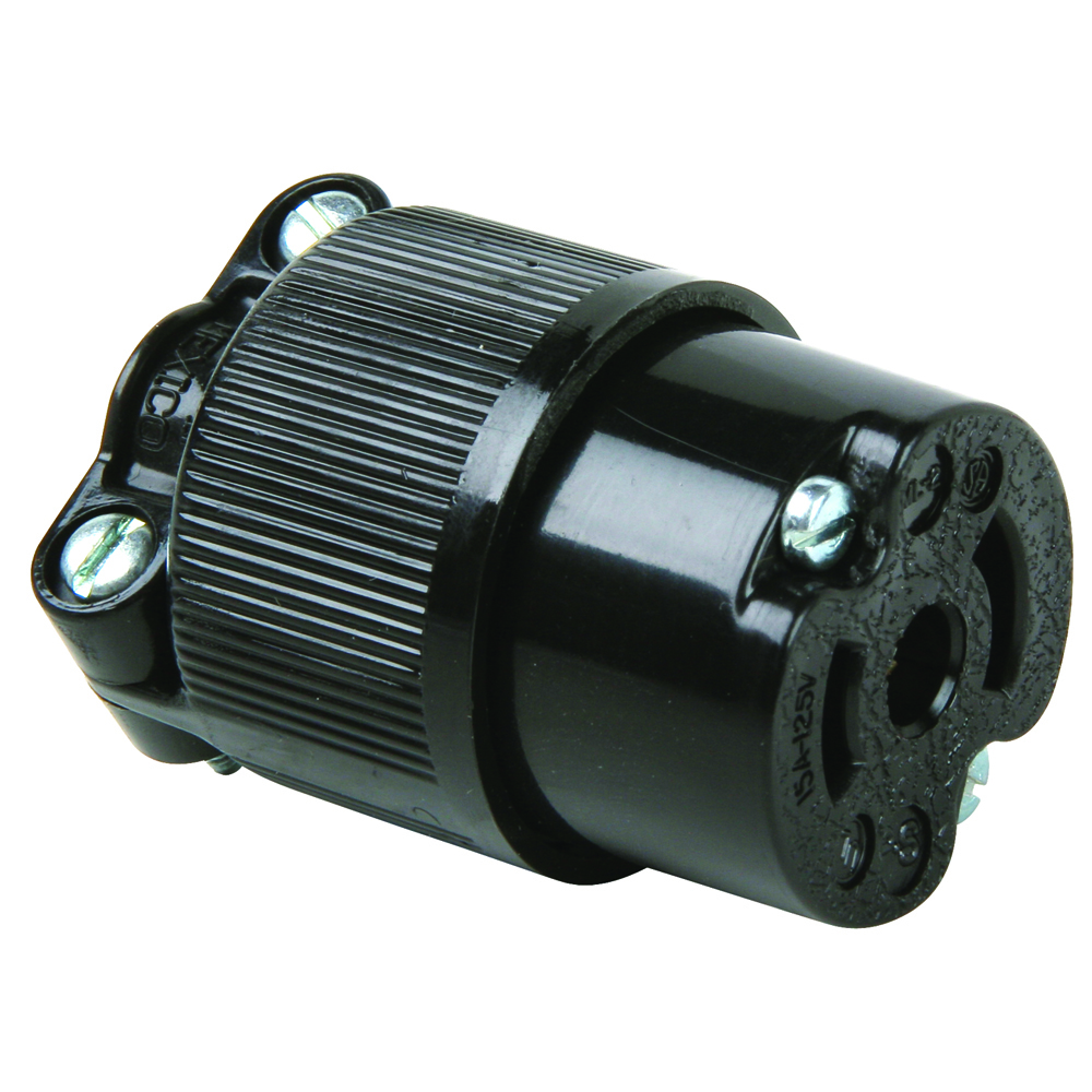 ML2133 Turnlok Polarized Midget Locking Connector, 125 VAC, 15 A, 2 Poles, 3 Wires, Black