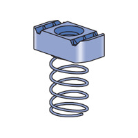 P1008T-EG Channel Nut With Spring, For Use With P1000, P1100, P2000 and P3000 Channels, 3/8-16 Thread, Mild Steel
