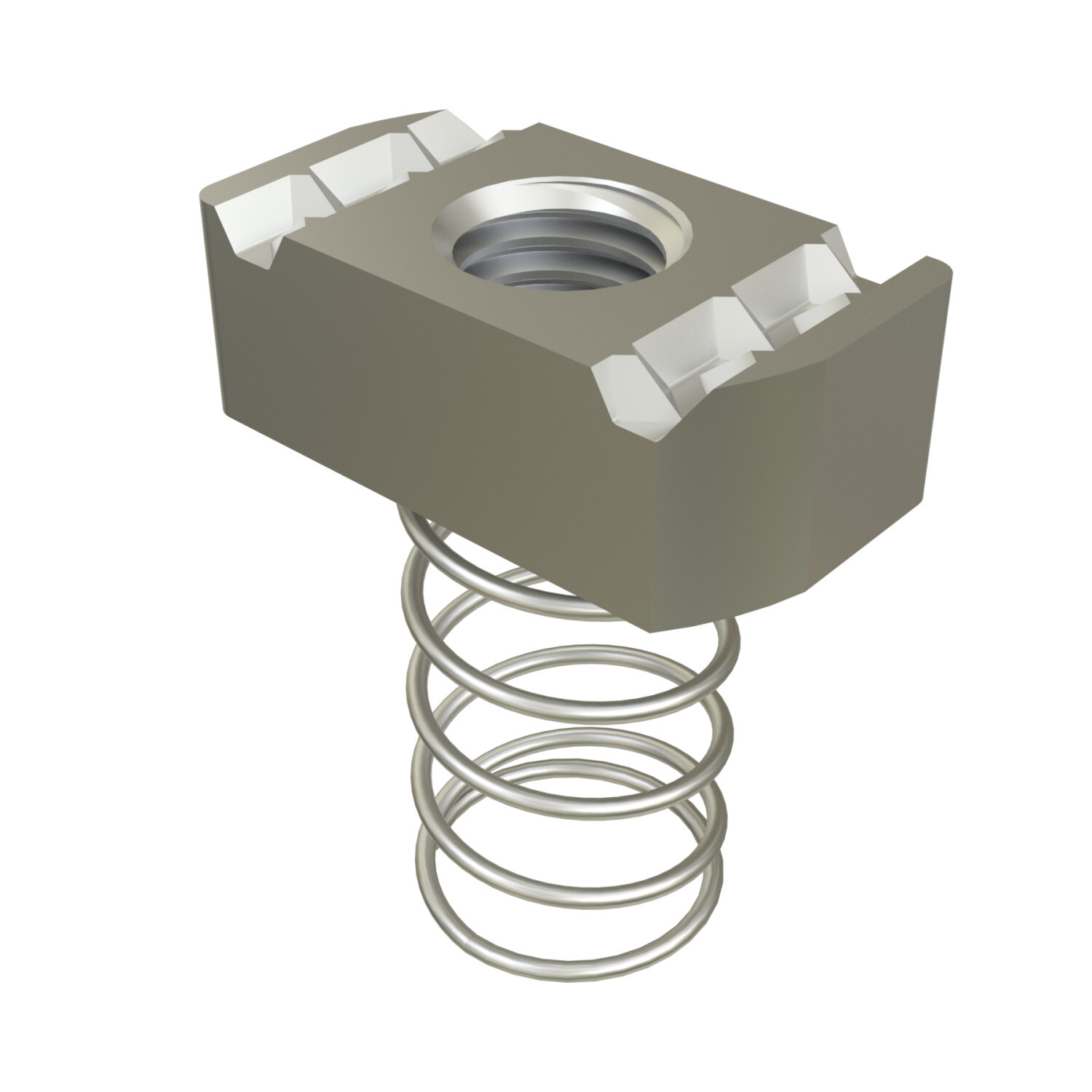 P1008U-SS Channel Nut With Spring, For Use With P1000, P1100, P2000 and P3000 Channels, 3/8-16 Thread, Mild Steel