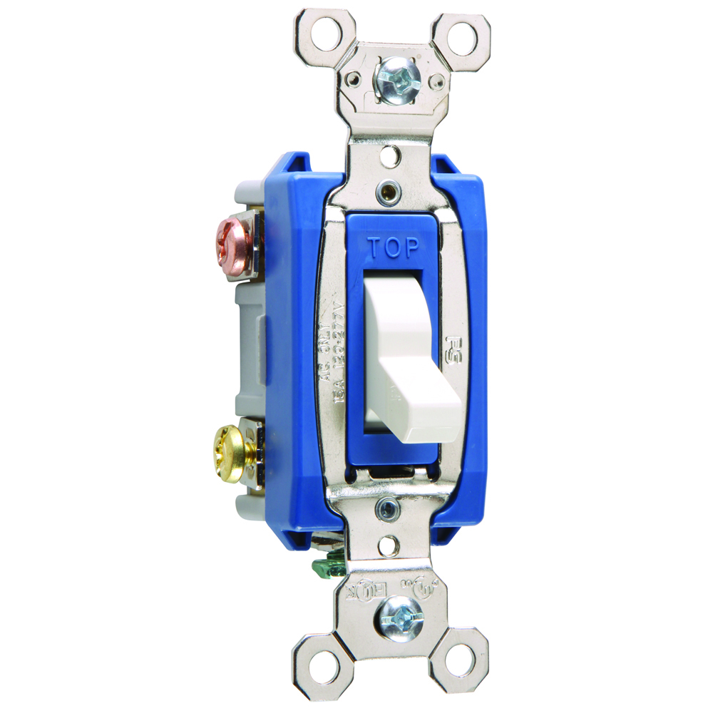 PS15AC3LA 3-Way Heavy Duty Toggle Switch, 120/277 VAC, 15 A, 1/2, 2 hp Power Rating, DPDT Contact