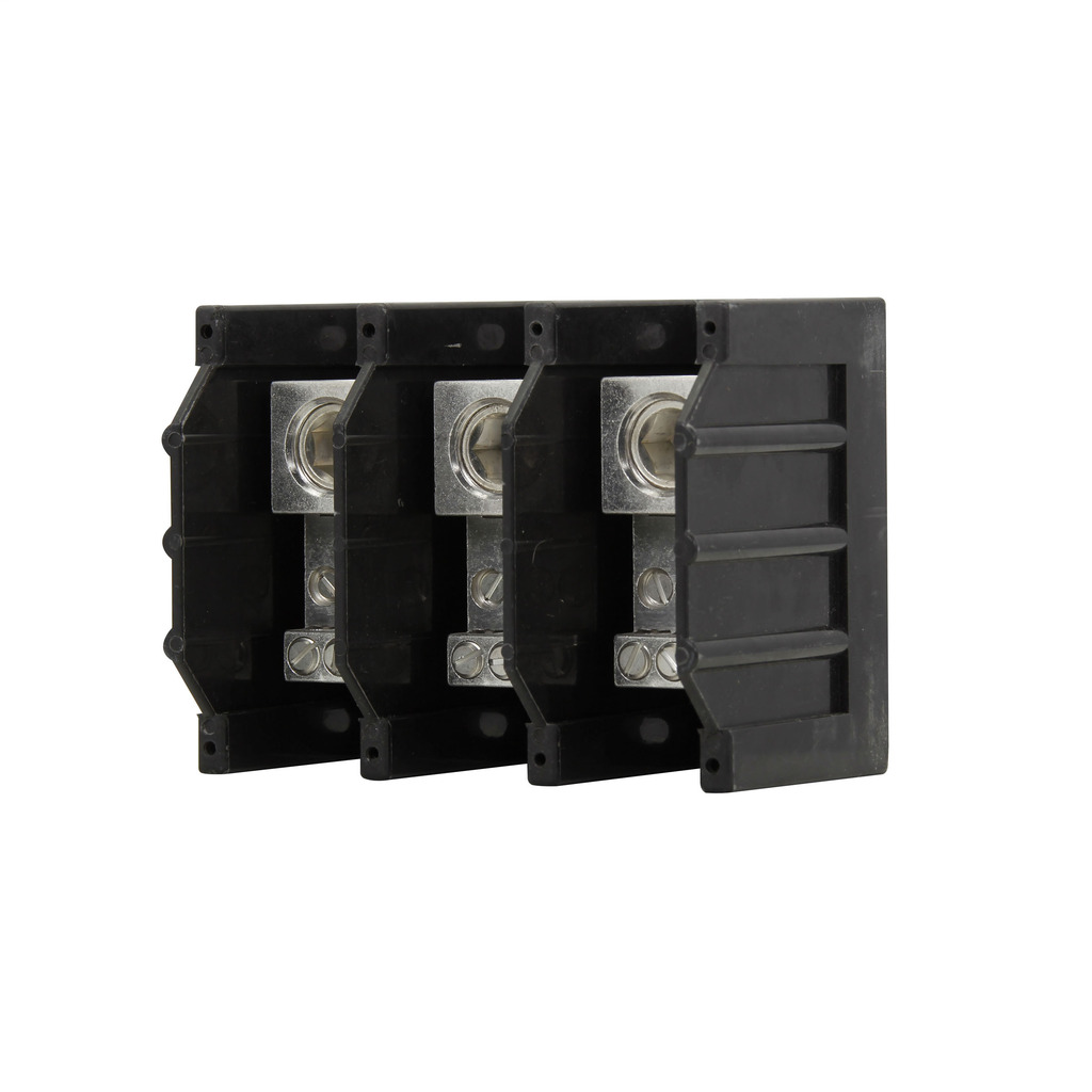 16330-3 Barrier Power Distribution Block, 600 V AC/DC, 380 A, 3 Poles, 6 AWG to 500 kcmil Wire, Aluminum/Thermoplastic