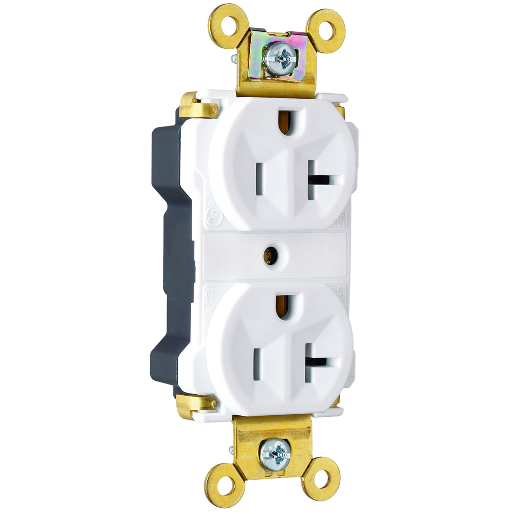 PT5362AW PlugTail 20 Amp 125V Industrial Extra  Duplex Receptacle, White